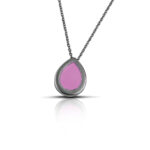 Sterling Silver Drop Necklace with Pink enamel