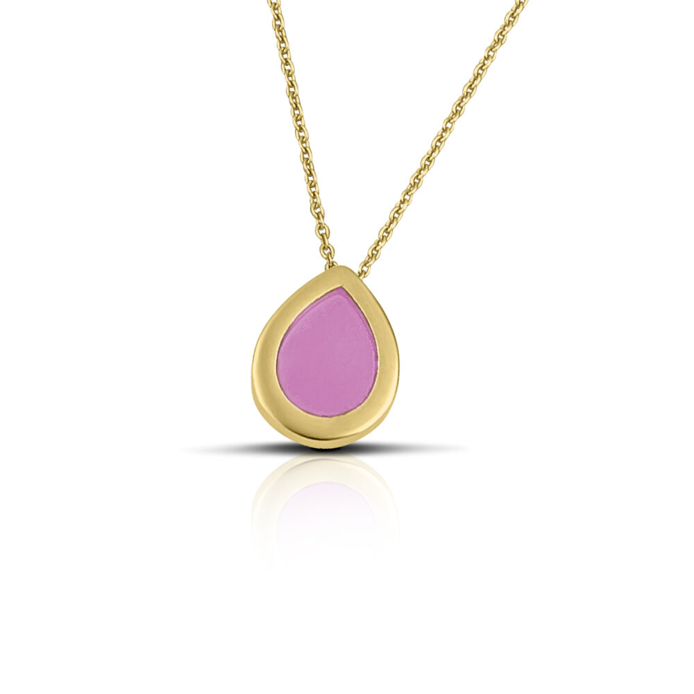Sterling Silver Drop Necklace with Pink enamel - Image 3