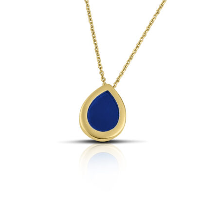 Sterling Silver Drop Necklace with Blue enamel