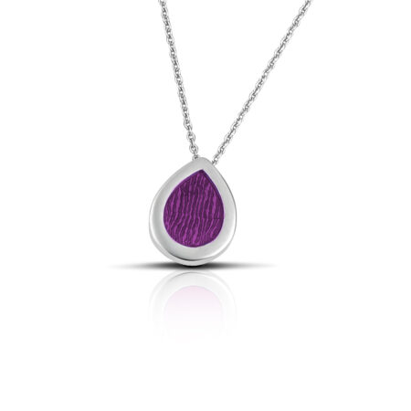 Sterling Silver Drop Necklace with Purple enamel