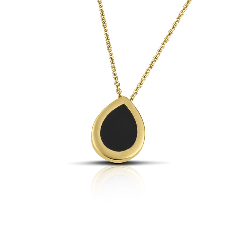 Sterling Silver Drop Necklace with Black enamel