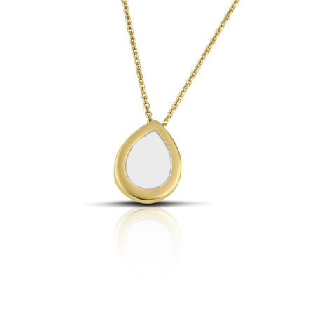 Sterling Silver Drop Necklace with White enamel