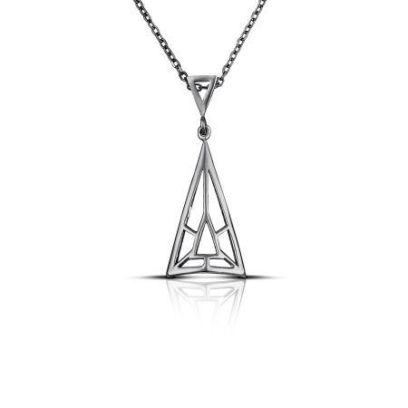 Sterling silver Triangle necklace - Black-plated