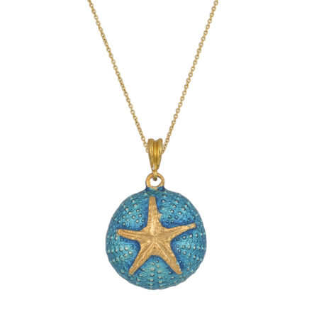 Sterling silver Sea urchin pendant with enamel