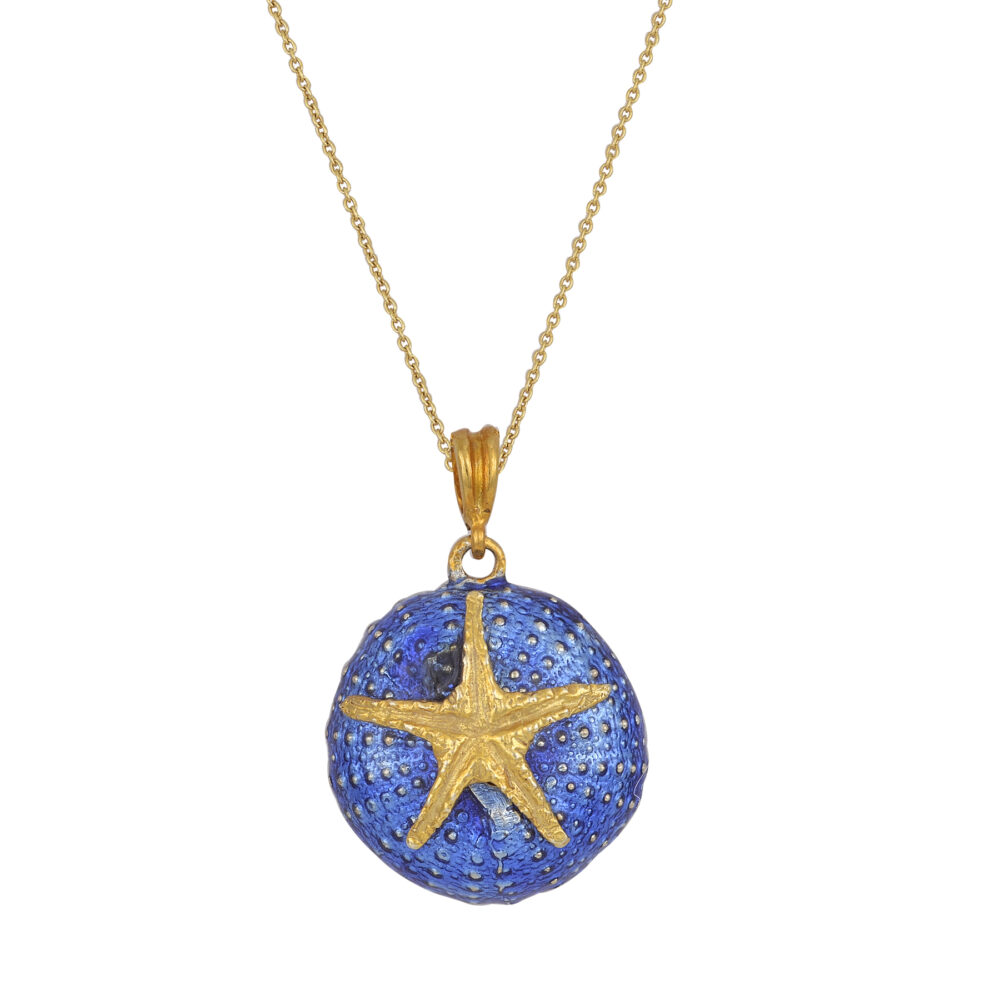 Sterling silver Sea urchin pendant with enamel