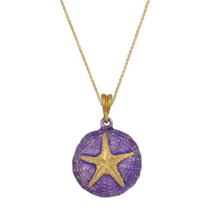 Sterling silver Sea urchin pendant with enamel