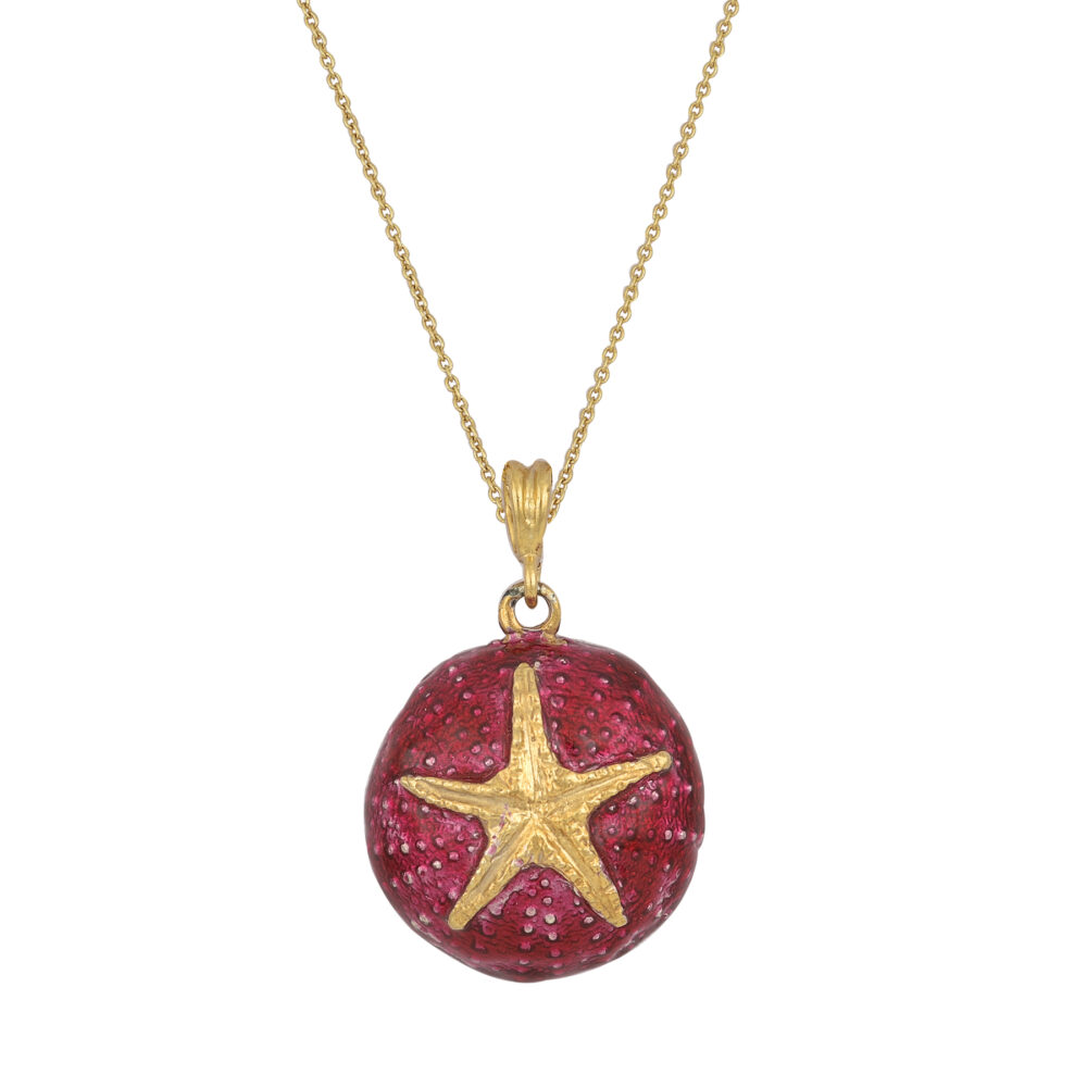 Sterling silver Sea urchin pendant with enamel