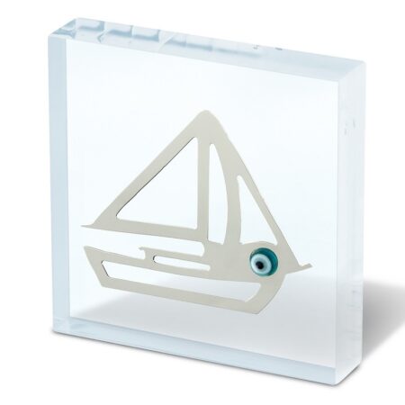 Decorative plexiglass with boat