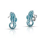 sterling silver seahorse earrings with turquoise enamel