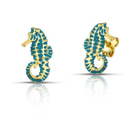 Sterling silver Seahorse earrings with turquoise enamel