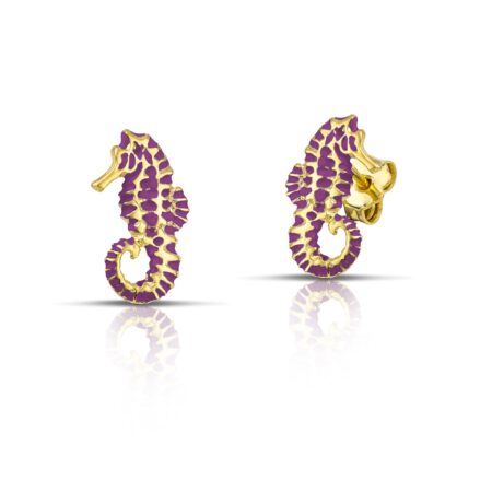 Sterling silver Seahorse earrings with purple enamel