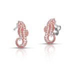 sterling silver seahorse earrings with pink enamel