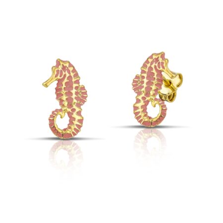 Sterling silver Seahorse earrings with pink enamel
