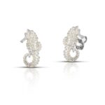 sterling silver seahorse earrings with white enamel