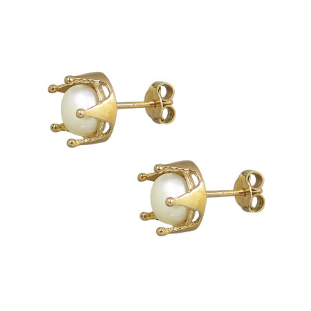 Sterling silver crown earrings with pearl