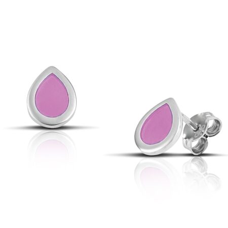 Sterling silver Drop Earrings with Pink enamel