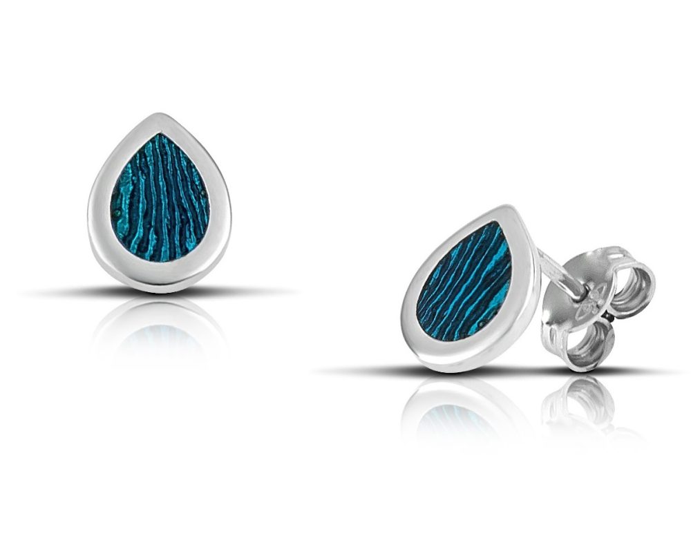 Sterling silver Drop Earrings with Turquoise enamel - Image 3