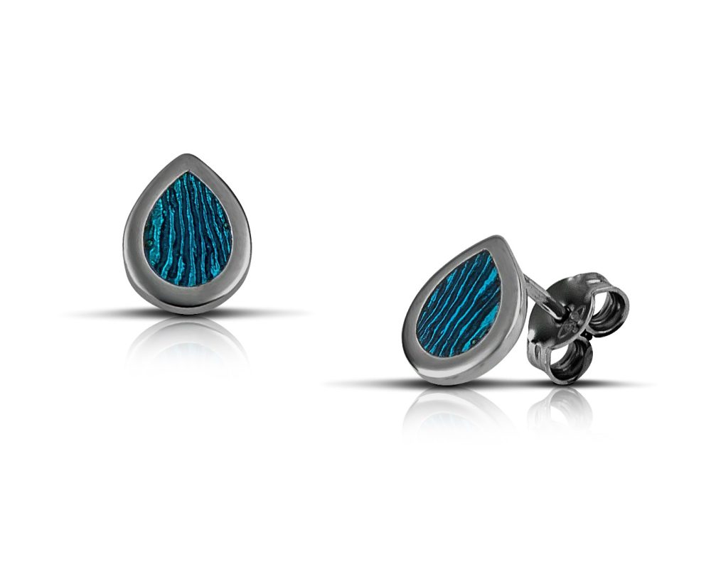 Sterling silver Drop Earrings with Turquoise enamel - Image 2