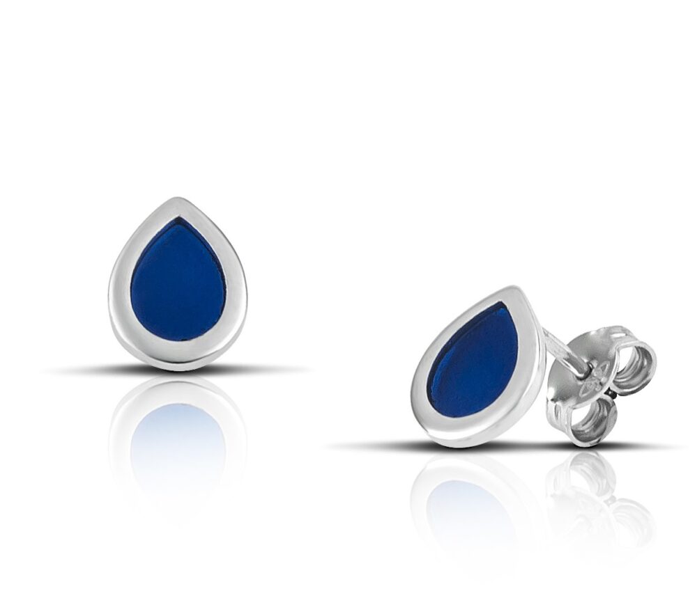 Sterling silver Drop Earrings with Blue enamel - Image 4