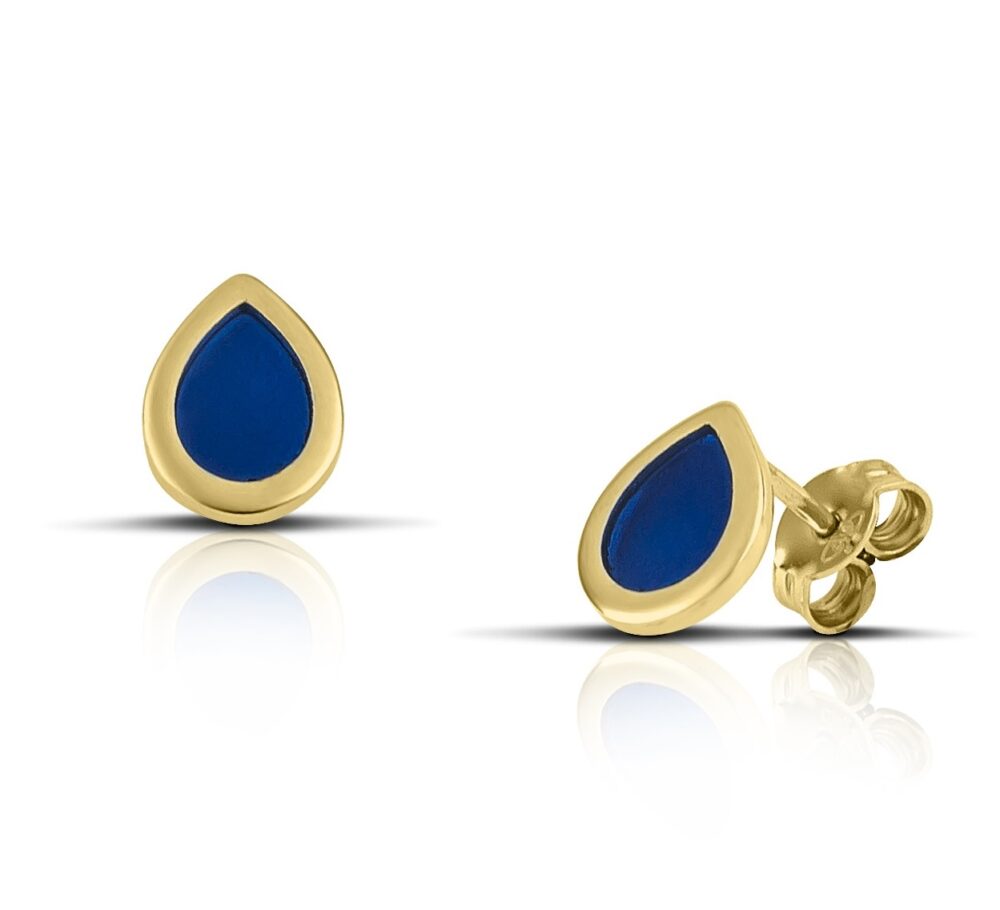 Sterling silver Drop Earrings with Blue enamel