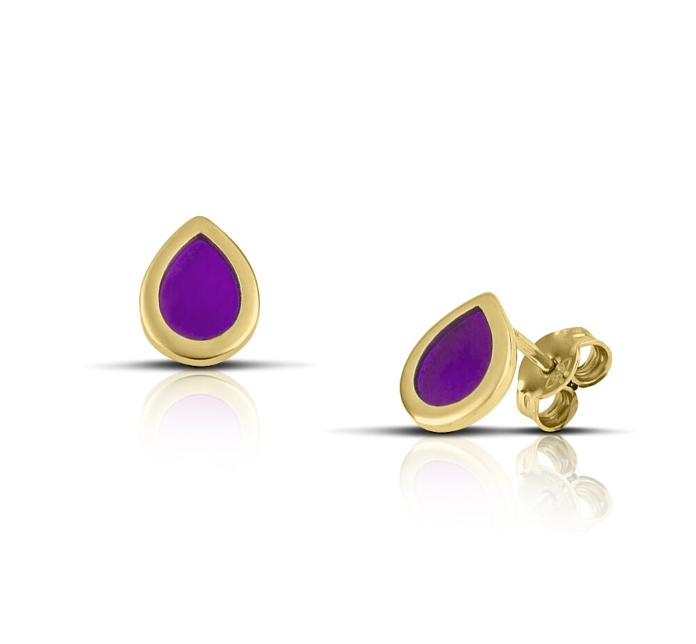 Sterling silver Drop Dangle Earrings with  Purple enamel