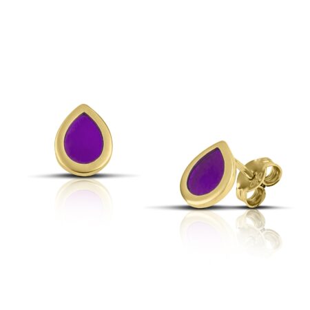Sterling silver Drop Dangle Earrings with  Purple enamel