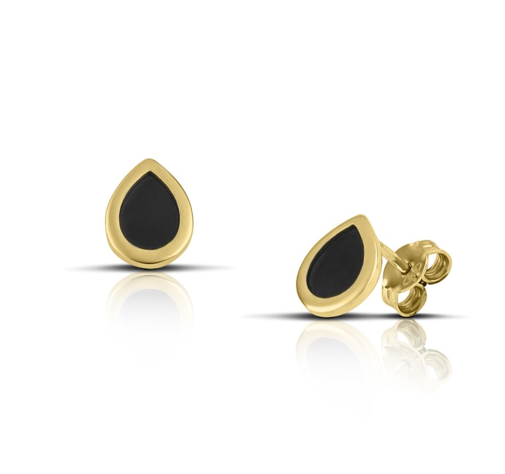Sterling Silver Drop Earrings with Black enamel