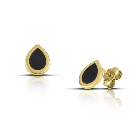 Sterling Silver Drop Earrings with Black enamel