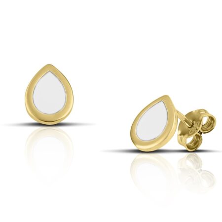 Sterling Silver Drop Earrings with White enamel