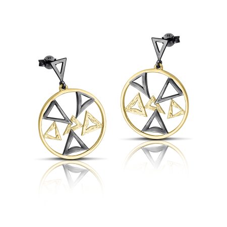 Sterling silver earrings geometric in Two-Tone