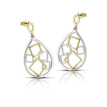 Drop-Shaped Two-Tone earrings in Sterling Silver