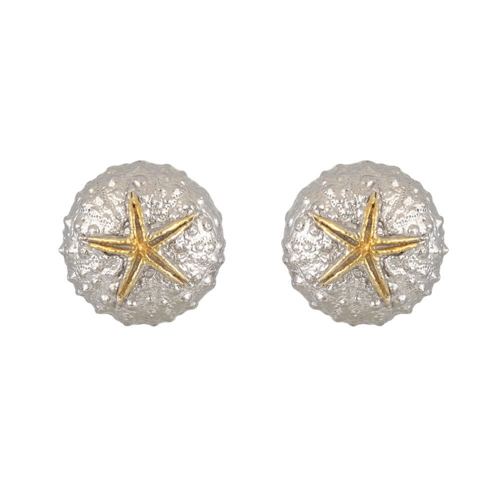 Sterling silver Sea urchin earrings rhodium plated