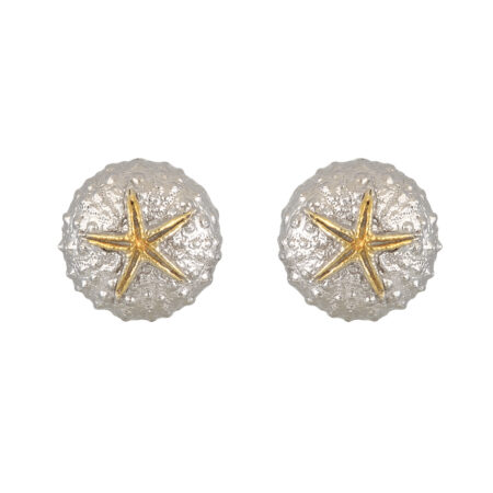 Sterling silver Sea urchin earrings rhodium plated