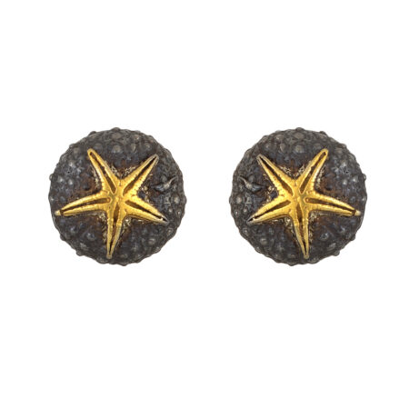 Sterling silver Sea urchin earrings rhodium plated