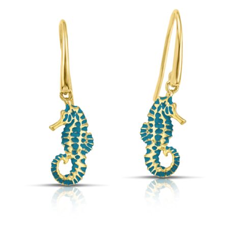 Sterling silver Seahorse earrings with turquoise enamel
