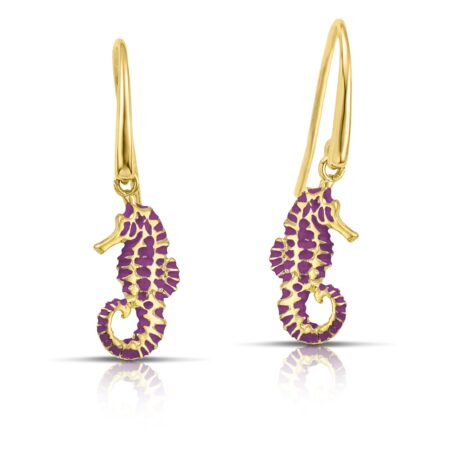 Sterling silver Seahorse earrings with purple enamel