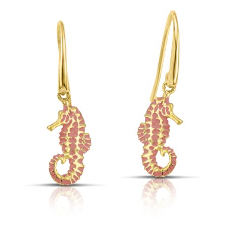 Sterling silver Seahorse earrings with pink enamel
