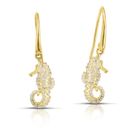 Sterling silver Seahorse earrings with white enamel