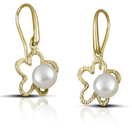 Sterling silverdangle earrings with pearls - Silver-plated
