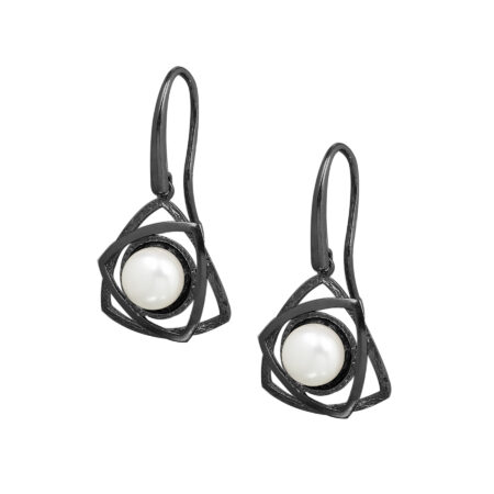 Sterling silver earrings with pearls - Gold-plated