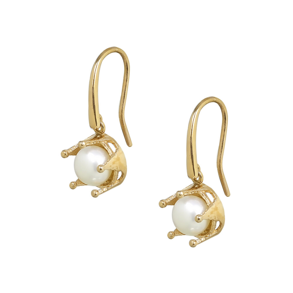 Sterling silver crown earrings with pearls