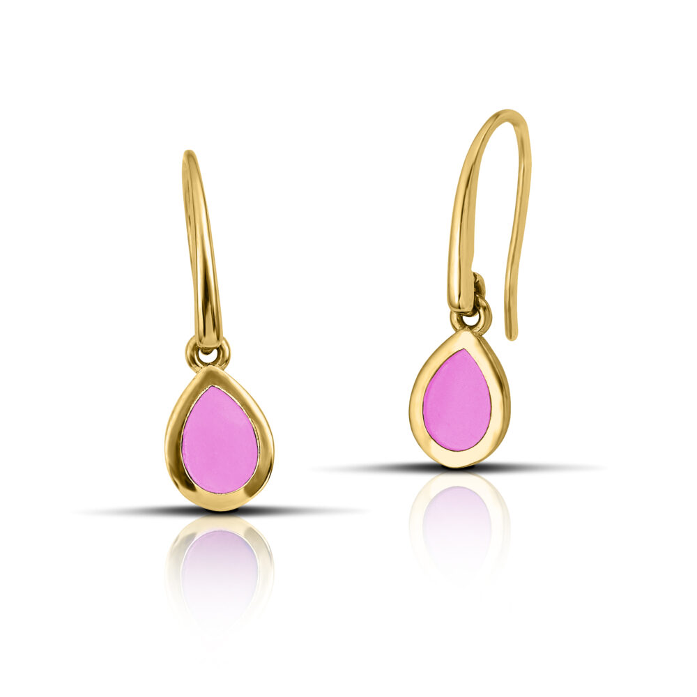 Sterling silver Drop Dangle Earrings with Pink enamel - Image 2