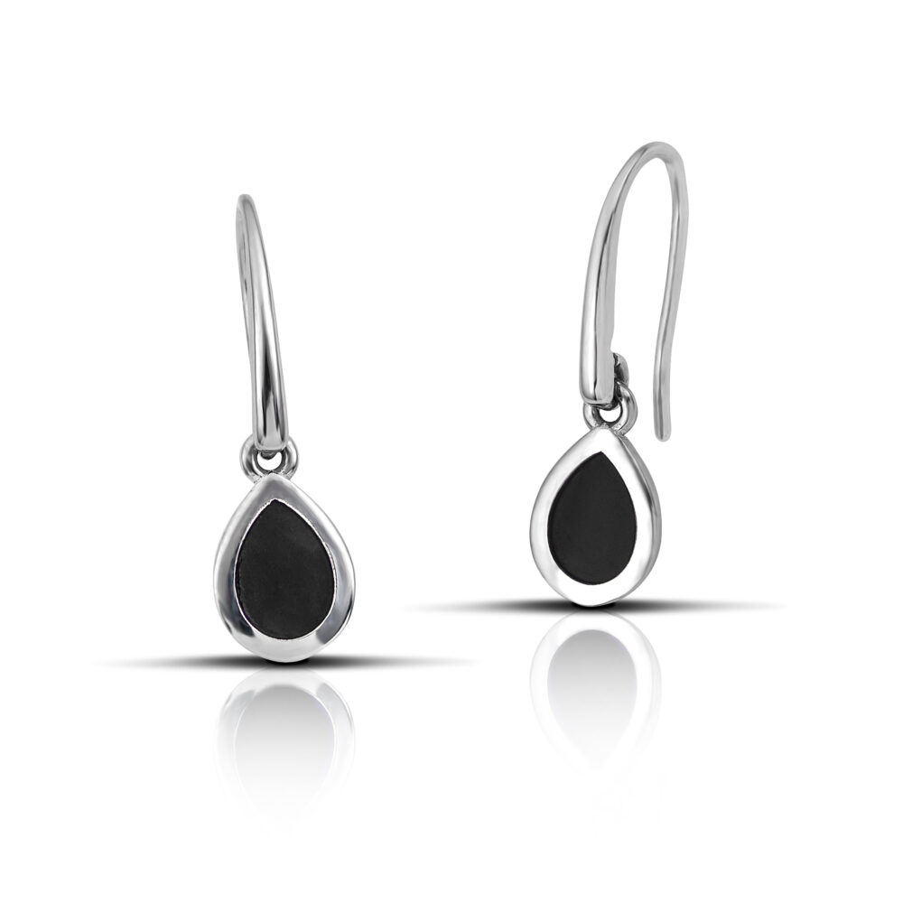 Sterling silver Drop Dangle Earrings with Black enamel - Image 4