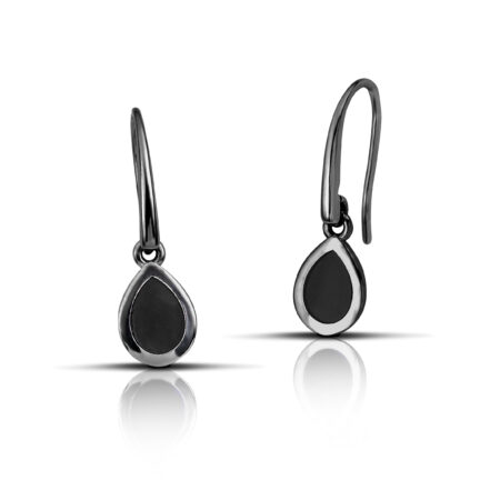 Sterling silver Drop Dangle Earrings with Black enamel