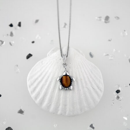 Sterling silver turtle with tiger's eye stone