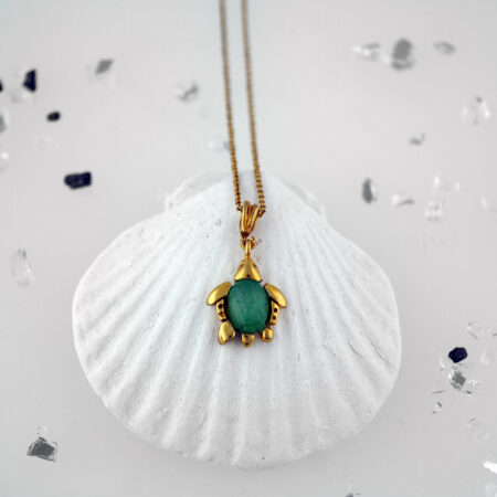 Sterling silver turtle with aventurine
