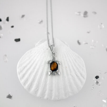 Sterling silver turtle with tiger's eye