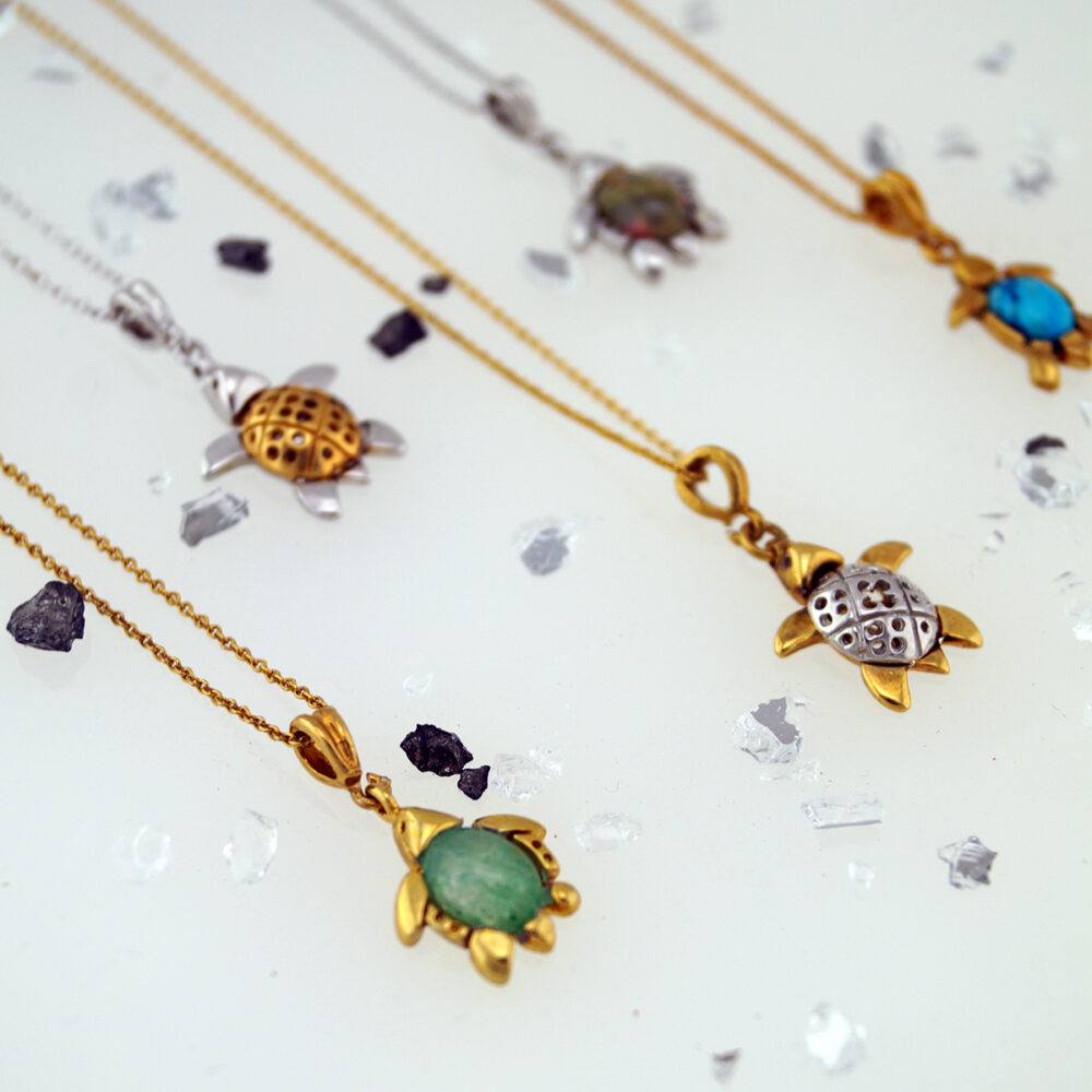Sterling silver turtle with tiger's eye stone - Image 2