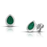 Sterling silver Drop Earrings with Green enamel - Image 4