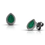 Sterling silver Drop Earrings with Green enamel - Image 2